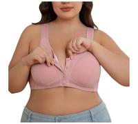 Plus Size Non-Wired Bra Women Cotton Front Fastening Everyday Bras V Neck Wireless Push Up Large Breasts Minimiser Bra Large Size Soft Cup T Shirt Seamless Vest Bras Ladies Bralettes Underwear (56)
