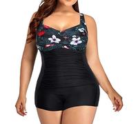 Plus Size One Piece Swimsuit for Women, Tummy Control Swimming Costume With Boardshorts, Modest Swimwear Quick Dry Push Up Monokini, Holiday Essentials