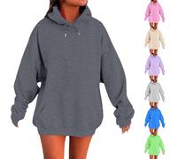 Plus Size Oversized Hoodies for Women UK Zip up Women's Hooded Sweatshirts Solid Color Long Sleeved Christmas Pullover Tops Large Pocket Drawstring Zipped Hoodies Home Essentials Winter Outfits