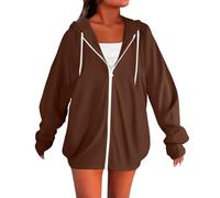Plus Size Oversized Hoodies for Women UK Zip up Women's Hooded Sweatshirts Solid Color Long Sleeved Christmas Pullover Tops Large Pocket Drawstring Zipped Hoodies Home Essentials Winter Outfits