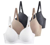 Plus Size Push Up Bra, Women's Daily Wireless, Spaghetti Strap Bra, Firm Lift Bra, Busty Bra, Solid Colour, 3 Piece Bra, Dark Blue, 30DD