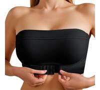 Plus Size Push up Strapless Bras for Women Large Breasts White Black Seamless Wireless Anti-Slip Bandeau Bras Invisible Convertible Bralette Ladies Front Closure Full Coverage Padded Everyday Bra UK