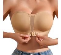 Plus Size Push up Strapless Bras for Women Large Breasts White Black Seamless Wireless Anti-Slip Bandeau Bras Invisible Convertible Bralette Ladies Front Closure Full Coverage Padded Everyday Bra UK