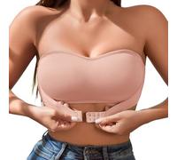 Plus Size Push up Strapless Bras for Women Large Breasts White Black Seamless Wireless Anti-Slip Bandeau Bras Invisible Convertible Bralette Ladies Front Closure Full Coverage Padded Everyday Bra UK