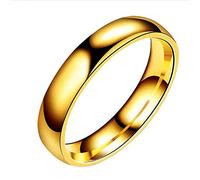 plus Size Rings for Women 4Mm Stainless Steel Smooth Ring Titanium Steel Couple Ring Jewelry Size 512 Little Girl Rings 5-6 Years Old (Gold, 6)