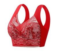 Plus Size Seamless Push Up Wireless Bra, Wireless Bras with Support and Lift, Support Bras (Red,5XL)