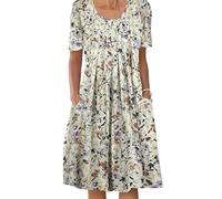 Plus-Size Short-Sleeved Printed Dress for Women, Suitable for Spring, Summer, and Casual outings, Stylish and Relaxed