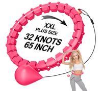 Plus Size Silent Weighted Hula Infinity Fitness Detachable Hoops 65-Inch 32 Knot, Smart Noiseless Infinity Hula for Women, 2-in-1 Waist and Abdominal Home Workout Equipment