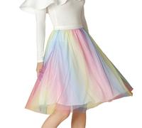 Plus Size Skirt, Pleated Skirt Women Mid-Length A-Line Petticoat High Waist Elastic Pleated Underskirt