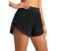 plus Size Spandex Shorts for Women Women's Mid Waisted Running Shorts Side Split Sports Shorts Lightweight Gym Shorts with Liner Womens Boy Shorts Underwear Cotton (Black, XXL)