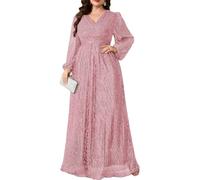 Plus Size Sparkly Evening Gown V Neck Wrap Formal Dress Holiday Prom Gala