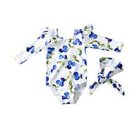 Plus Size Swimsuit Little Girls Long Sleeve Floral Print Two Piece Swimsuit Set Bikini and Headband