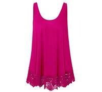 Plus Size Swing Lace Flowy Tank Top for Women (1X, Hot Pink)