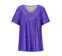 Plus Size T Shirts for Women Floral Print Shirt Short Sleeve Tops Oversized V Neck Casual Loose Baggy Summer Tees T-Shirt Tunic Blouse Pullover Tops Ladies Shirts and Blouses UK Size 8-22 Purple