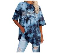 Plus Size T Shirts for Women Los Angeles Party Summer Walking Cycling Letter Printed Long Top Sports Oversized Teenager T-Shirt B-Black