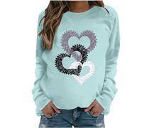 Plus Size T Shirts for Women UK,Heart Sweatshirt Tops Ladies Elegant Going Out Long Sleeve Shirts Crew Neck Casual Loose Fit Tee Shirt Workout Blouse Printed Neon Tunic Tops Summer Deals