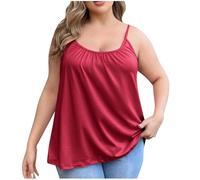 Plus Size Tank Tops for Women with Built in Bra 2025 Summer Spaghetti Strap Camisole Tops Sleeveless Vest Shirts Casual Comfy Yoga Workout Padded Shirts Basic Tees Streetwear
