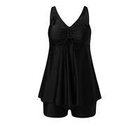 Plus Size Tankini Sets for Women - Floral Print Tummy Control Swimsuits with Boyshorts