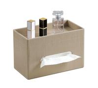 Plus Size Tissue Box Cover Rectangle, PU Leather Holder with Storage Tray, Organizer Wooden