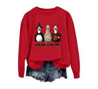 Plus Size Tops for Women Cute Sweatshirts Women Funny Graphic Crewneck Long Sleeve Halloween Pullover Tops Plus Size Stylish Y25k Fall Outfits Red,M