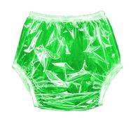 Plus Size Transparent Plastic Briefs, Soft PVC Noise-Free, Waterproof Incontinence Underwear, Sexy Reusable Adult for Themed/Pool PartiesGreen,3XL