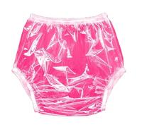 Plus Size Transparent Plastic Briefs, Soft PVC Noise-Free, Waterproof Incontinence Underwear, Sexy Reusable Adult for Themed/Pool PartiesPink,6XL
