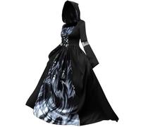 Plus Size Victorian Dress, Victorian Gothic Dress for Women, Halloween Hooded Civil War Queen Ball Gown Masquerade Costumes for Cosplay Party, L