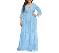 Plus Size Wedding Dress Boho - Maxi Bridal Shower Bohemian Formal Lace Long Dresses, Light Blue, 26 Plus