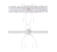 Plus Size Wedding Garters for Bride with Elastic Band, Something Blue Lace Belts Bridal Garter Set for Bride on Wedding, White, Plus Size