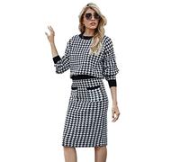 Plus Size Women's Clothing 2-Piece Long Sleeve Womens Tops Skirt Winter Clothes for Women Tight Dresses Casual Suit,Black,M