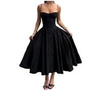 Plus Size Women's Clothing Summer-Vintage Sexy-Elegant Party Dress - Strap A-Line Sleeveless Long Sundress with Pockets for Party Vacation Wedding Bridesmaid Cocktail Formal Occasion Dress UK