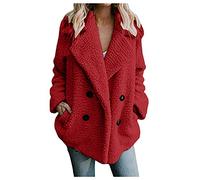 Plus Size Women's Coats Fleece Winter Warm Teddy Bear Jacket Cardigans Long Sleeved Lapel Double-Faced Solid Outercoats with Pockets Open Front Fluffy Overcoats Casual Parka Jacket Outwear UK Sales