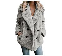 Plus Size Women's Coats Fleece Winter Warm Teddy Bear Jacket Cardigans Long Sleeved Lapel Double-Faced Solid Outercoats with Pockets Open Front Fluffy Overcoats Casual Parka Jacket Outwear UK Sales