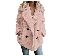 Plus Size Women's Coats Fleece Winter Warm Teddy Bear Jacket Cardigans Long Sleeved Lapel Double-Faced Solid Outercoats with Pockets Open Front Fluffy Overcoats Casual Parka Jacket Outwear UK Sales