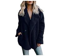 Plus Size Women's Coats Fleece Winter Warm Teddy Bear Jacket Cardigans Long Sleeved Lapel Double-Faced Solid Outercoats with Pockets Open Front Fluffy Overcoats Casual Parka Jacket Outwear UK Sales