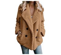 Plus Size Women's Coats Fleece Winter Warm Teddy Bear Jacket Cardigans Long Sleeved Lapel Double-Faced Solid Outercoats with Pockets Open Front Fluffy Overcoats Casual Parka Jacket Outwear UK Sales