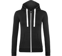 Plus Size Womens Hooded Zipper Ladies Hoodie Long Sleeve Sweat Top - Black - 20