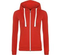 Plus Size Womens Hooded Zipper Ladies Hoodie Long Sleeve Sweat Top - Red - 26/28