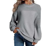 Plus Size Women's Jumpers Crochet Crewneck Solid Color Jumper for Woman UK Loose Fashion Spring Fall Womens Sweaters Daily Sports Holiday Travel Sweater Long Sleeve Tops Pullover