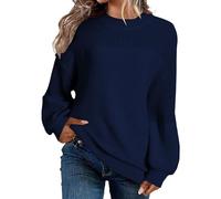 Plus Size Women's Jumpers Crochet Crewneck Solid Color Jumper for Woman UK Loose Fashion Spring Fall Womens Sweaters Daily Sports Holiday Travel Sweater Long Sleeve Tops Pullover