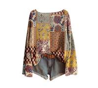 Plus Size Women's Jumpers Fairisle Norwegian Boho Tops for Women UK Vintage Bohemian Print Geometric Round Neck Knitted Womens Sweaters Holiday Causal Travel Essentials Oversized Long Sleeves Tops