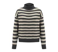Plus Size Women's Jumpers Horizontal Wide Stripes Roll Neck Jumper for Women UK Solid Color Knit Loose Womens Sweaters Spring Fall Sweater Casual Daily Travel Long Sleeve Tops Pullover Grey