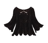 Plus Size Women's Jumpers Lace Crochet Roundneck Solid Color Jumper For Woman UK Petal Sleeve Hem Loose Fashion Spring Autumn Womens Sweaters Daily Sports Holiday Travel Sweater Elegant Pullover Tops
