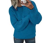 Plus Size Women's Jumpers Open-Knit Sleeves Thickened Crewneck Solid Color Ribbed Cuff&Hem Jumper For Women UK Loose Womens Sweaters Spring Fall Sweater Casual Daily Travel Long Sleeve Tops Pullover