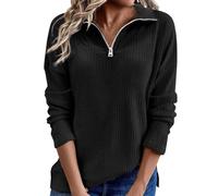 Plus Size Women's Jumpers Solid Color Tops for Women UK Lightweight Mock Neck Knitted Daily Work Womens Half - Zip Sweaters Holiday Causal Outdoor Travel Essentials Oversized Long Sleeves Tops
