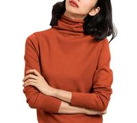 Plus Size Women's Jumpers Thin Fit Fine Knitted Rollneck Jumpers for Women UK Solid Color Slim Womens Sweaters Spring Fall Sweater Basic Daily Casual Travel Long Sleeve Tops Pullover Orange
