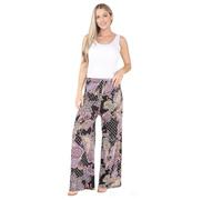 Plus Size Women's Paisley Wide-Leg Flared Palazzo Pants - Stretchy Elastic Waist Trousers for Ladies, Available in All UK Sizes (UK, Alpha, M, 3XL, Regular, Regular, XXXL (24-26), Black Paisley)