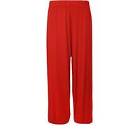 Plus Size Womens Plain Palazzo Wide Leg Flared Ladies Trousers Pants - Red - 20-22