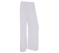 Plus Size Womens Plain Palazzo Wide Leg Flared Ladies Trousers Pants - White - 20-22