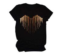 Plus Size Women's Printed T-Shirts with O-Neck, Funny Short Sleeve Graphic T-Shirts Batwing Sleeve, black, L
